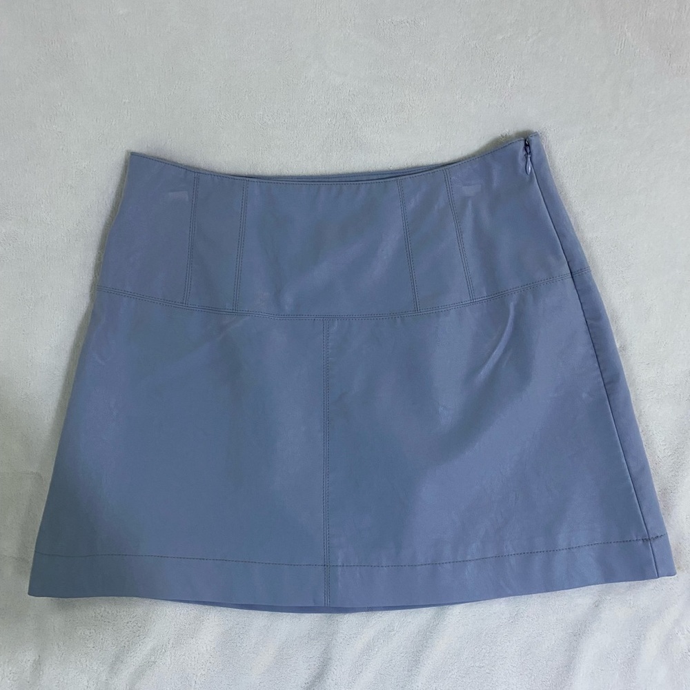 Free People Light Blue Suede Mini Skirt